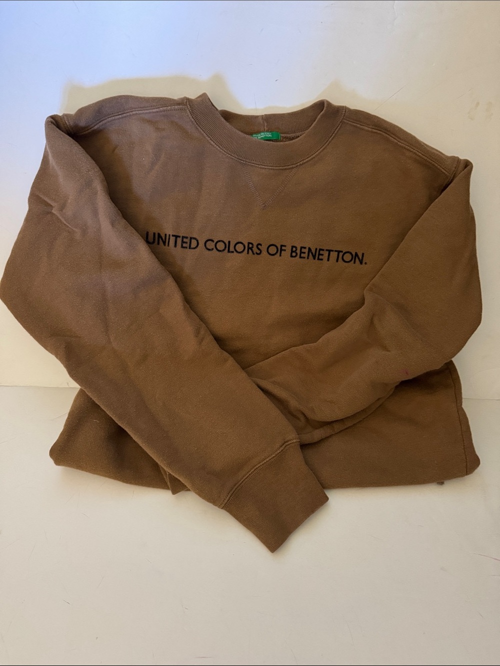Two United Colors of Benetton Red and tan Crewneck Sweatshirt with Chest Logo - Picture 9 of 11